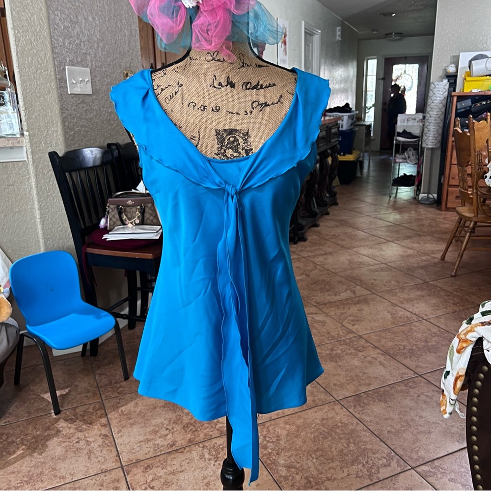 Banana Republic Vibrant Blue Tie-Front Blouse - Picture 3 of 4